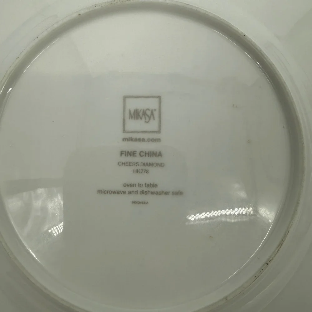Mikasa Cheers Diamond White Fine China Plates HK278 Set of 2 Oven to Table